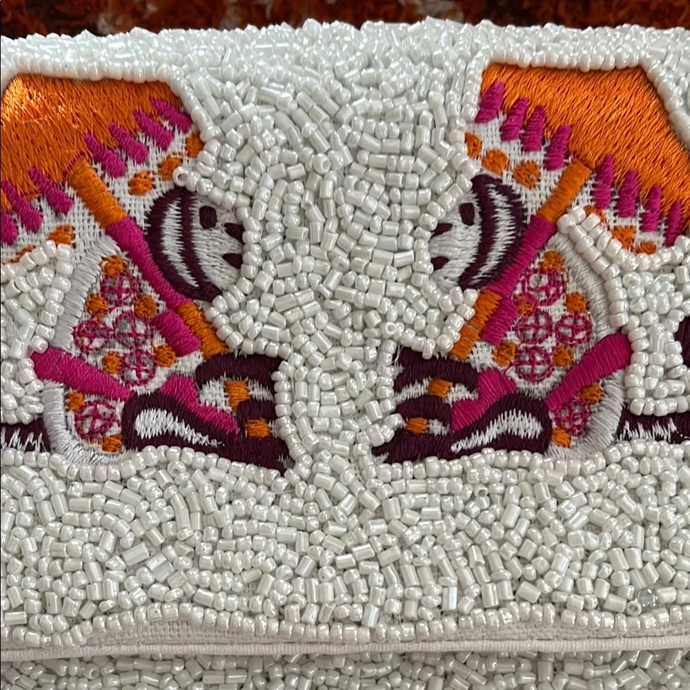 Embroidered Cream Clutch by Lisi Lerch - Picture 2 of 6